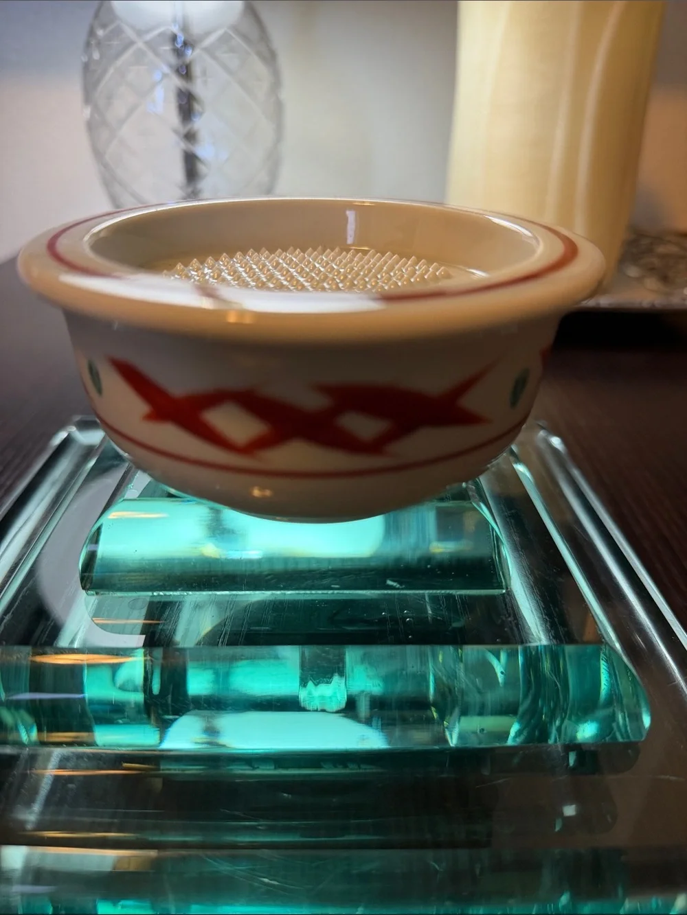 Japanese “tachi-kichi” Ceramic Grater Dish For Condiments Like Wasabi Or Ginger